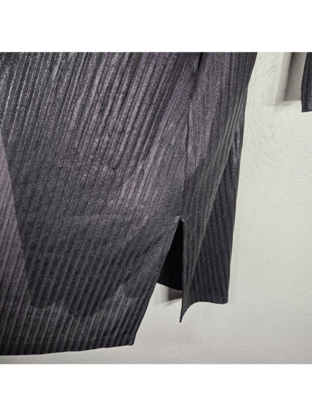 Lane Bryant Satin Black Long Duster Cardigan Size 18/20 Striped Long Sleeve - Picture 13 of 16